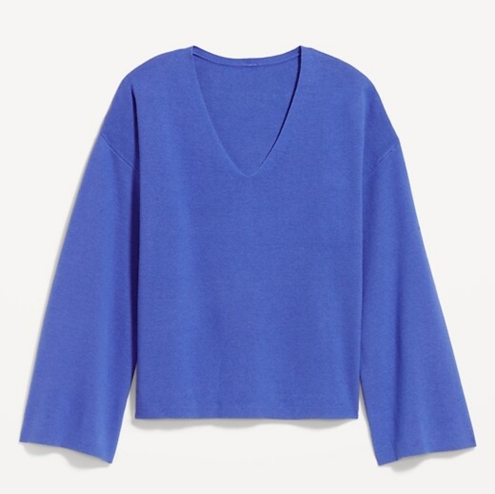 Old Navy NWT Bell-Sleeved V-Neck Blue Sweater